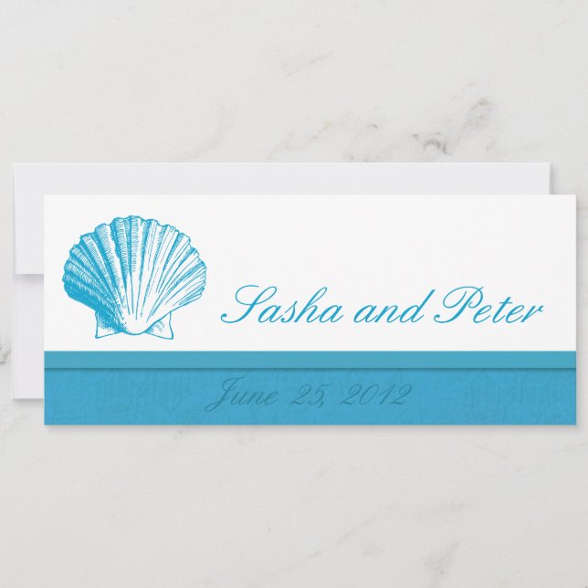 Invitaciones a la boda de Ocean Blue Shell Beach (Anverso)