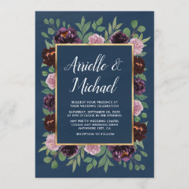 Invitaciones a la Boda de Oro Azul de Mauve y Mari