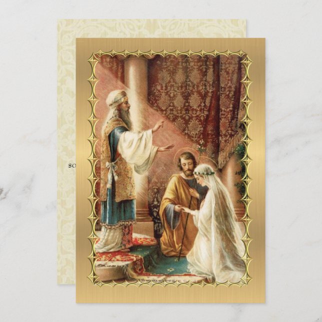 Invitaciones a la Boda de Oro de Lace Católico (Anverso / Reverso)