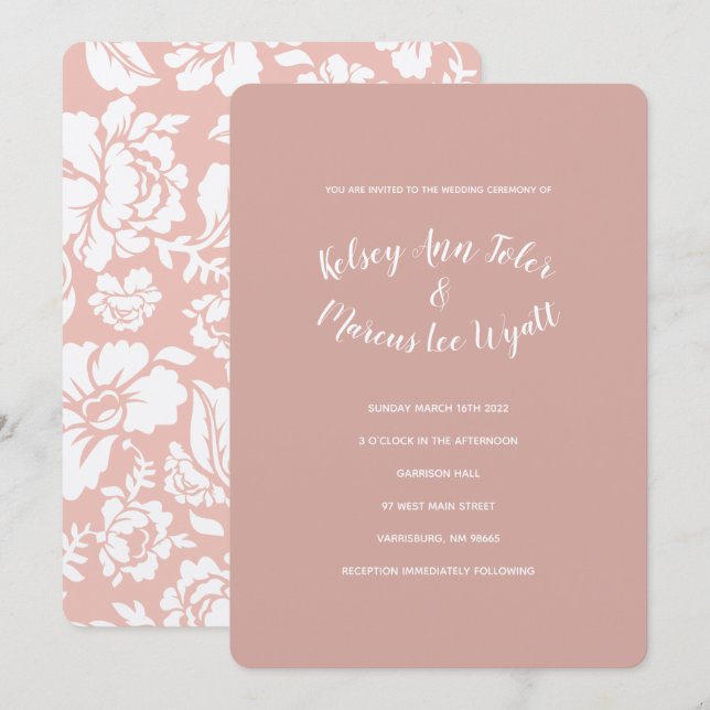 Invitaciones a la Boda de Oro de Rosa de papel met (Anverso / Reverso)