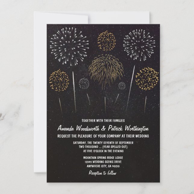 Invitaciones a la Boda de Oro Negra con Temas de F (Anverso)