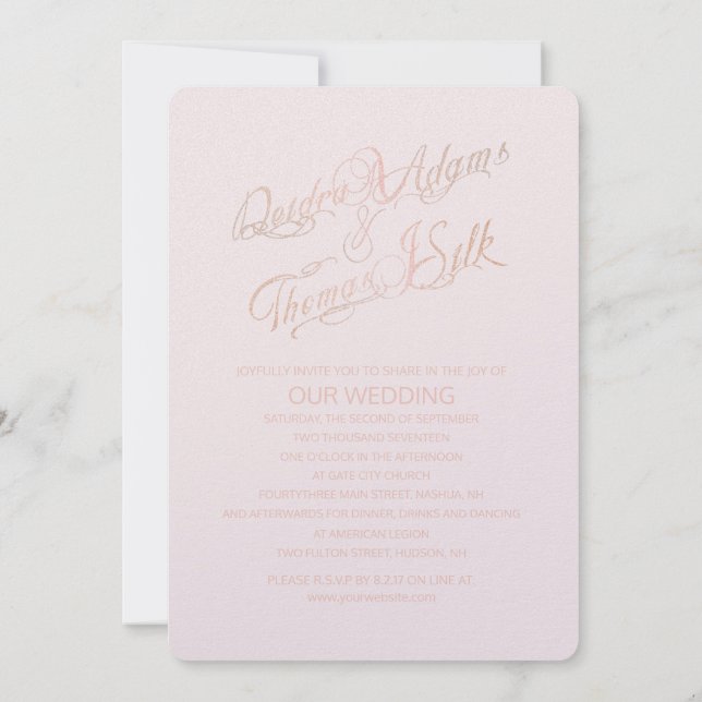 Invitaciones a la Boda de Oro Rosa (Reverso)