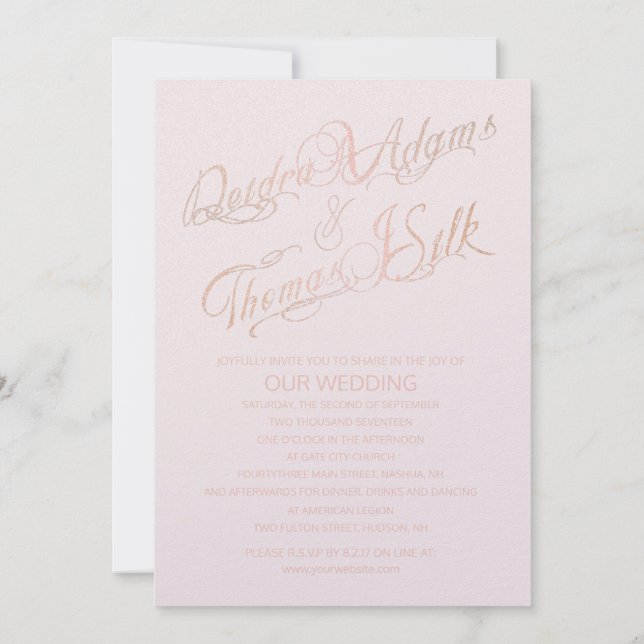 Invitaciones a la Boda de Oro Rosa (Reverso)