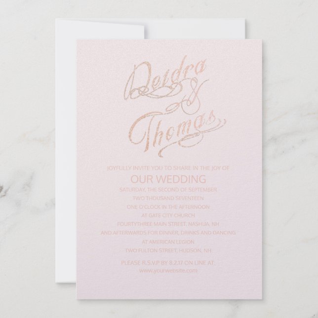 Invitaciones a la Boda de Oro Rosa (Reverso)