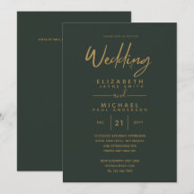Invitaciones a la boda de oro verde moderno