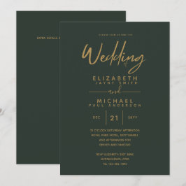 Invitaciones a la boda de oro verde moderno