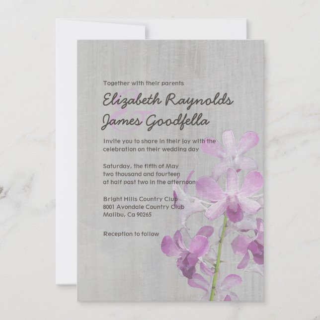 Invitaciones a la boda de orquídeas de época (Anverso)