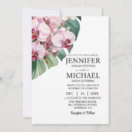 Invitaciones a la boda de orquídeas rosadas