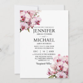 Invitaciones a la boda de orquídeas rosadas