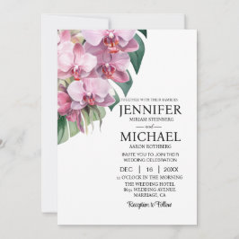 Invitaciones a la boda de orquídeas rosadas
