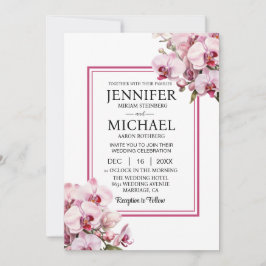 Invitaciones a la boda de orquídeas rosadas