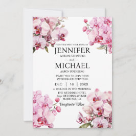 Invitaciones a la boda de orquídeas rosadas