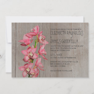 Invitaciones a la boda de orquídeas rusticas en el