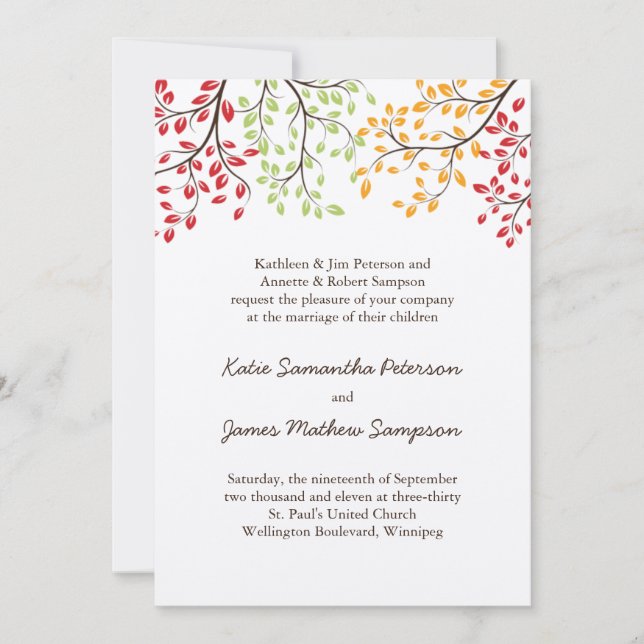 Invitaciones a la boda de otoño (Anverso)