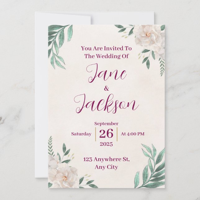 Invitaciones a la boda de otoño (Anverso)