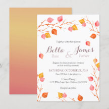 Invitaciones a la boda de otoño de Amber Sky Leafs