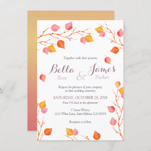 Invitaciones a la boda de otoño de Amber Sky Leafs