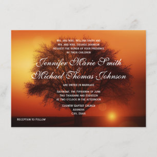 Invitaciones a la boda de otoño de silueta de árbo