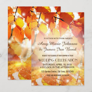 Invitaciones a la boda de otoño en las hojas de ot