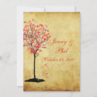 Invitaciones a la boda de otoño/hojas de arce roja