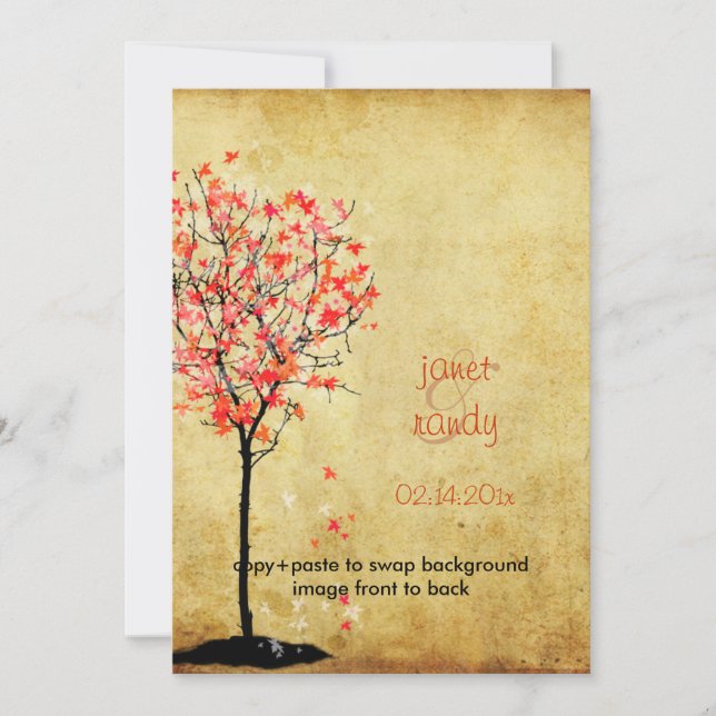 Invitaciones a la boda de otoño/hojas de arce roja (Anverso)