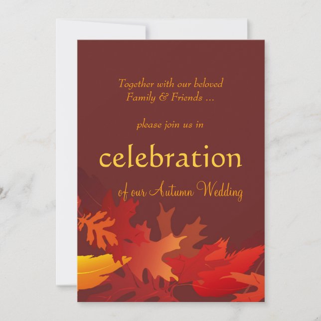 Invitaciones a la boda de otoño: hojas de otoño (Anverso)