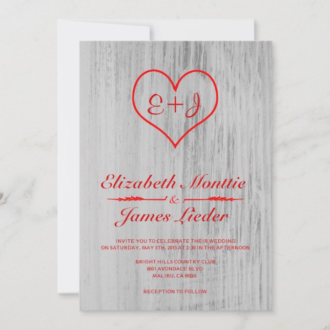 Invitaciones a la boda de países rojos y blancos (Anverso)