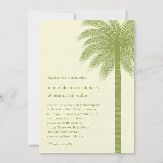 Invitaciones a la boda de Palm Beach - Verde (Anverso)