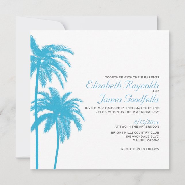 Invitaciones a la boda de Palm Tree Beach (Anverso)