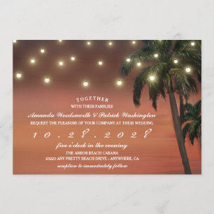 Invitaciones a la boda de Palm Tree Sunset Beach