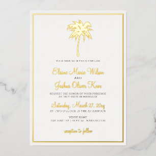 Invitaciones a la boda de Palm Tree Tropical Gold