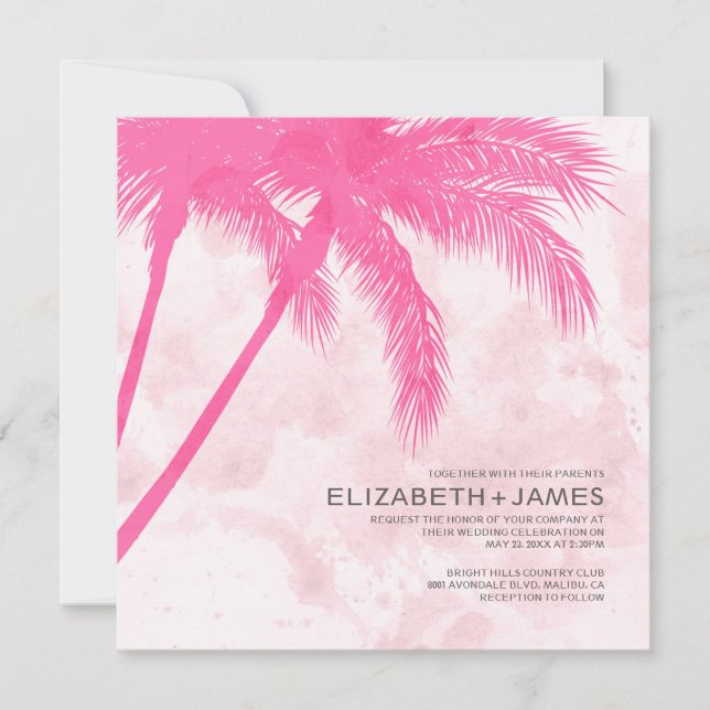Invitaciones a la boda de Palm Trees Beach (Anverso)
