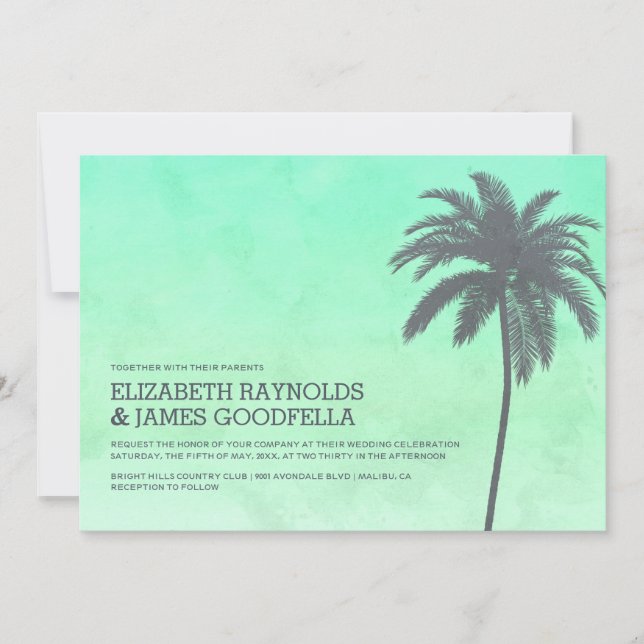 Invitaciones a la boda de palmeras modernas (Anverso)