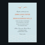 Invitaciones a la boda de palomas de amor - Azul c<br><div class="desc">Un moderno ilustracion de dos palomas de amor sobrevolando las olas del océano crea una hermosa papelería boda para complementar tu romántica celebración costera. Hay más colores disponibles. Colores personalizados disponibles en request.com</div>