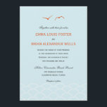 Invitaciones a la boda de palomas de amor - Azul c<br><div class="desc">Un moderno ilustracion de dos palomas de amor sobrevolando las olas del océano crea una hermosa papelería boda para complementar tu romántica celebración costera. Hay más colores disponibles. Colores personalizados disponibles en request.com</div>