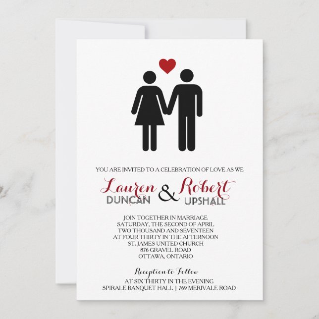 Invitaciones a la boda de pareja moderna (Anverso)