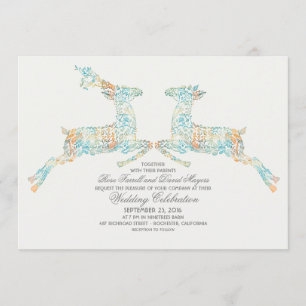 Invitaciones a la boda de parejas de venados de Wo
