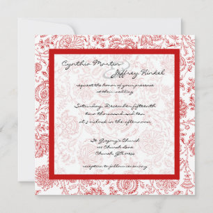 Invitaciones a la boda de patrones de flores rojas
