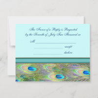 Invitaciones a la boda de pavo real azul verde azu