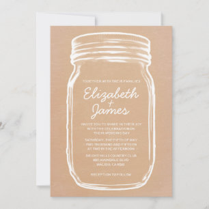 Invitaciones a la boda de Peach Vintage Mason Jar