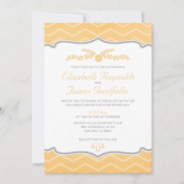 Invitaciones a la boda de Peach Zigzag (Anverso)