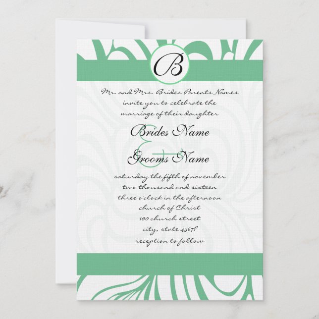 Invitaciones a la boda de PeaPod Green Swirls (Anverso)
