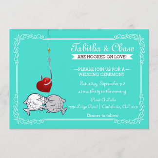 Invitaciones a la boda de peces besándose