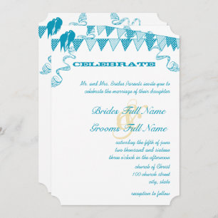 Invitaciones a la boda de Pennant con puntos azule