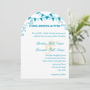 Invitaciones a la boda de Pennant de Aqua Blue Bun