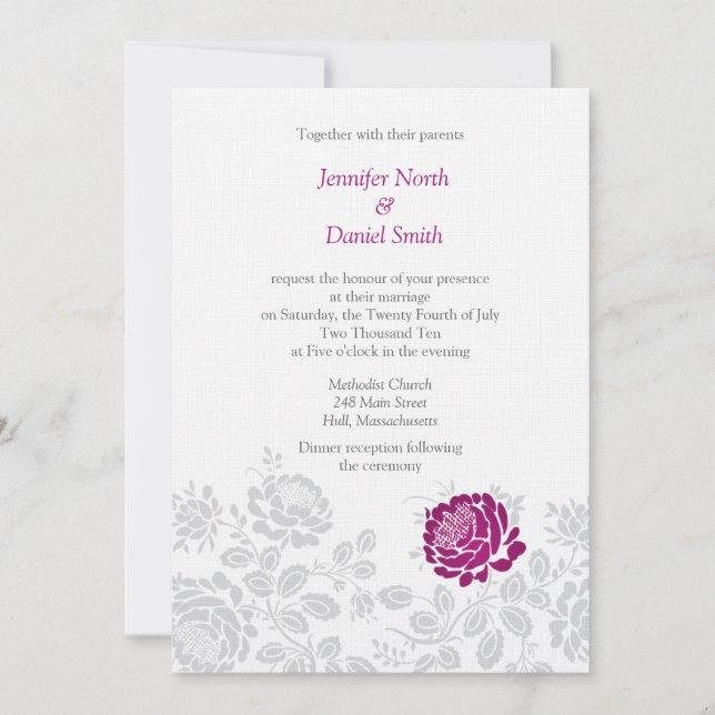 Invitaciones a la boda de Peony (Anverso)