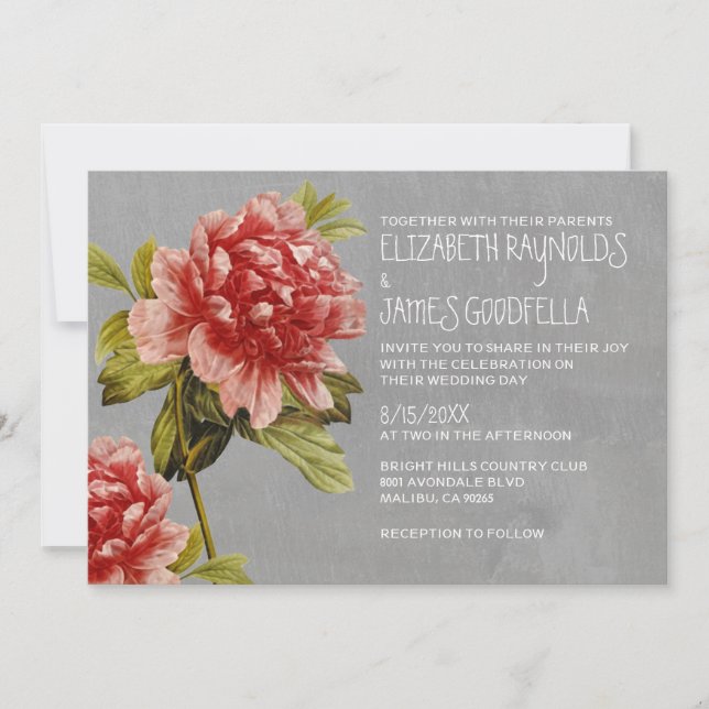 Invitaciones a la boda de Peony (Anverso)