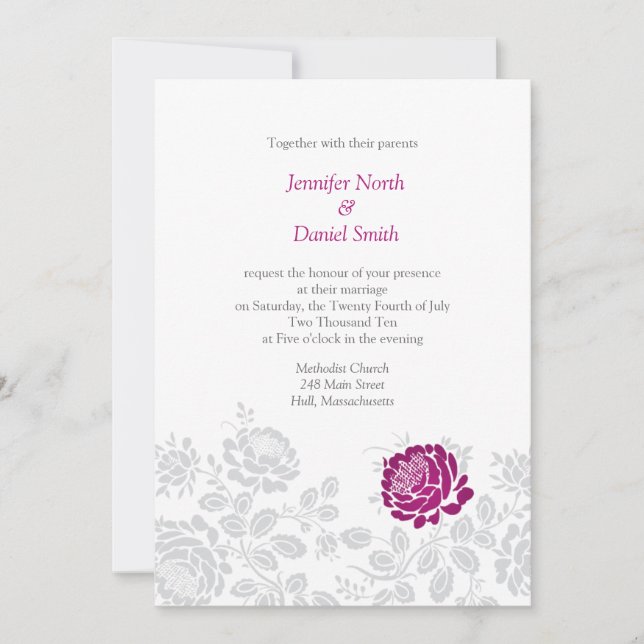 Invitaciones a la boda de Peony (Anverso)