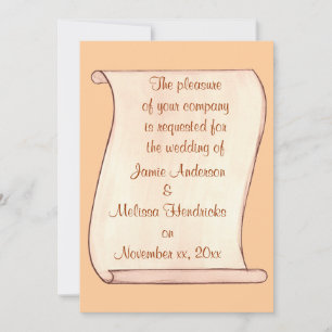 Invitaciones a la boda de pergamino marrón y beige