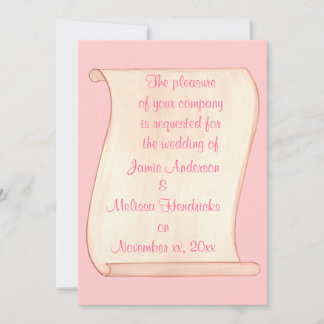 Invitaciones a la boda de pergamino rosado y beige